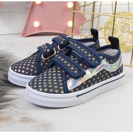 Deportivas de niña con velcro y corazones azul marino Atletico 2