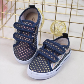 Deportivas de niña con velcro y corazones azul marino Atletico 4