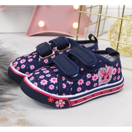Deportivas atletico azul marino con velcros para niña rosado 2 Deportivas atletico azul marino con velcros para niña rosado 2