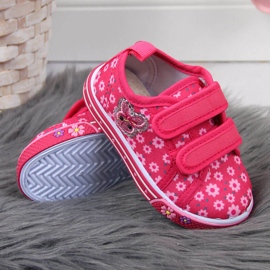 Deportivas de niña Atletico rosas con velcros y flores rosado 3