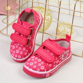Deportivas de niña Atletico rosas con velcros y flores rosado 4