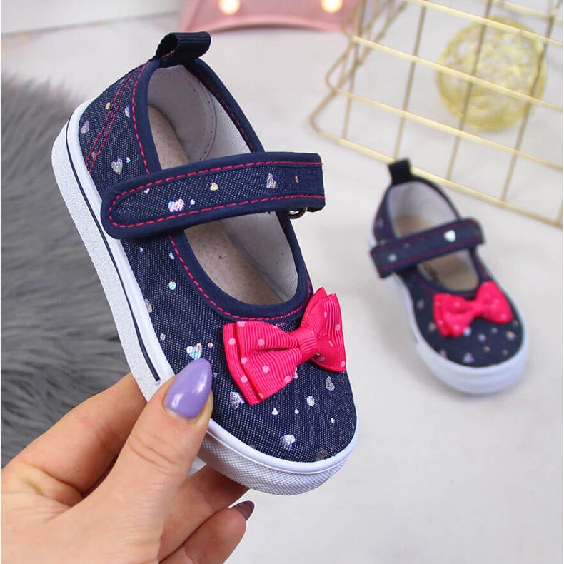 Atletico Bailarinas de niña con velcro Atlético azul marino 1