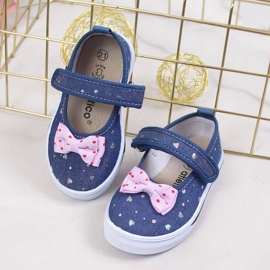 Atletico Bailarinas de niña con velcro y lazo Atlético azul marino azul 4