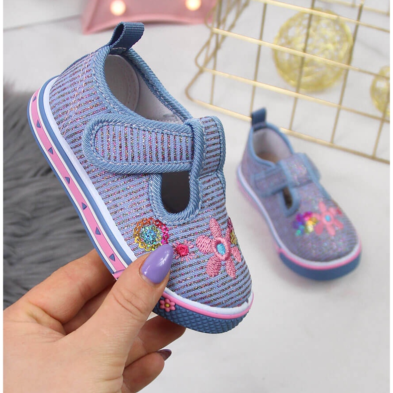 Deportivas atletico azules con velcros para niña 1