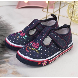 Deportivas de niña con velcro lunares azul marino Atletico 2