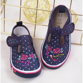 Deportivas de niña con velcro lunares azul marino Atletico 4