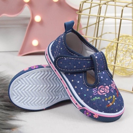 Deportivas de niña con velcro Lunares azul atletico azul marino 3