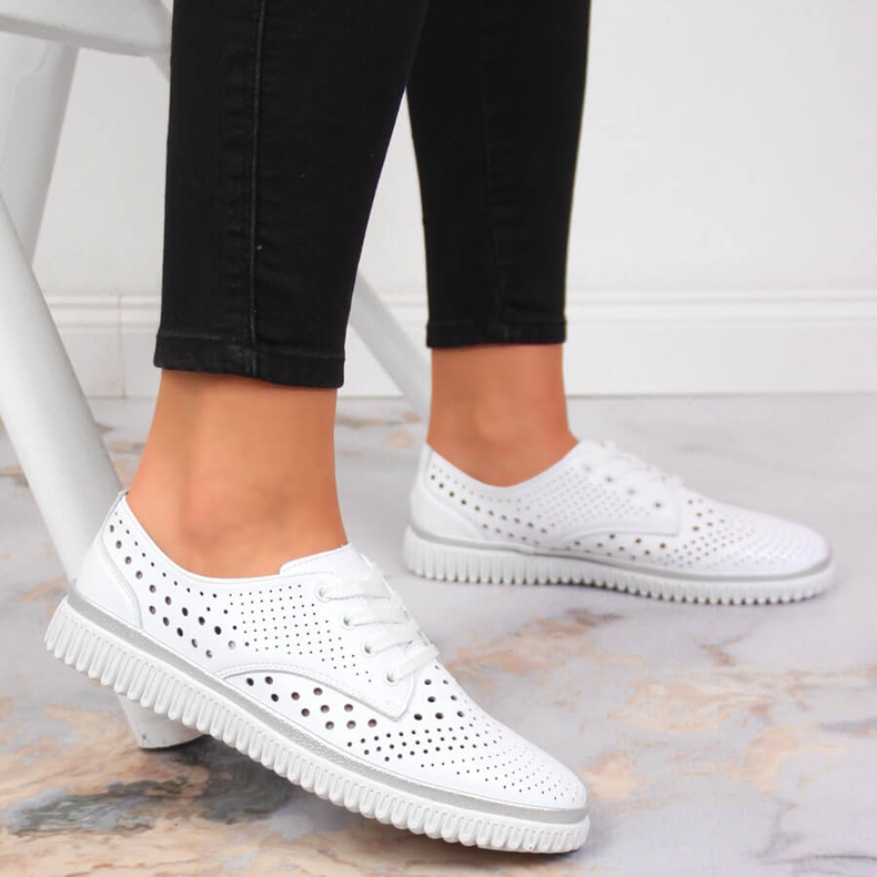 Zapatos mujer Artiker piel calada blanca blanco 2