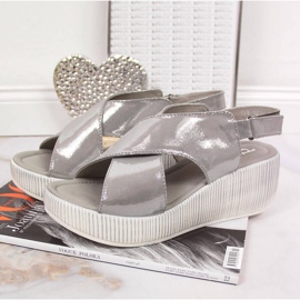 Sandalias mujer de piel con cuña plateada Dolce Pietro plata 5