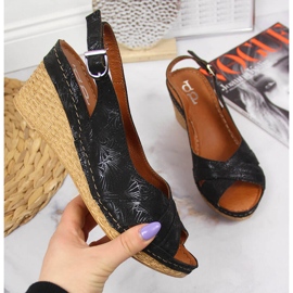 Sandalias mujer de piel con cuña negra Dolce Pietro negro 4
