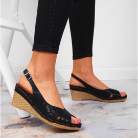 Sandalias mujer de piel con cuña negra Dolce Pietro negro 2 Sandalias mujer de piel con cuña negra Dolce Pietro negro 2