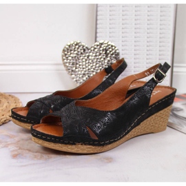 Sandalias mujer de piel con cuña negra Dolce Pietro negro 5