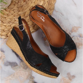Sandalias mujer de piel con cuña negra Dolce Pietro negro 6