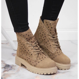 Botines mujer calados primavera piel beige Filippo 3