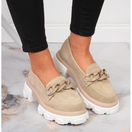 Zapatos de mujer de piel con cadenas beige Filippo 3