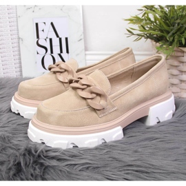 Zapatos de mujer de piel con cadenas beige Filippo 5