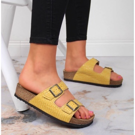 Zapatillas casa mujer Inblu amarillas con hebillas amarillo 1