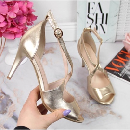 Sandalias de mujer con tacón alto dorado Sergio Leone 4