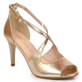Sandalias de mujer con tacón alto dorado Sergio Leone 6