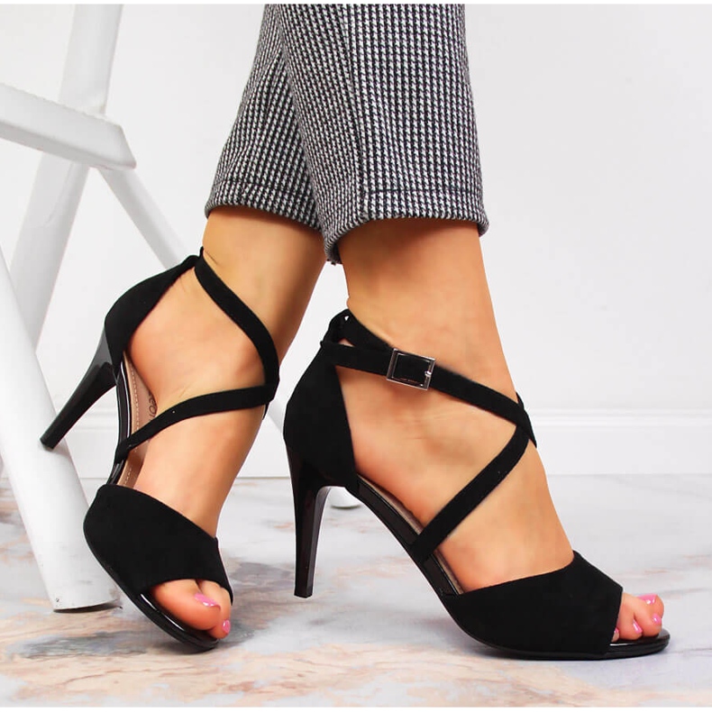 Sandalias de mujer Sergio Leone negras con tacón alto negro 1