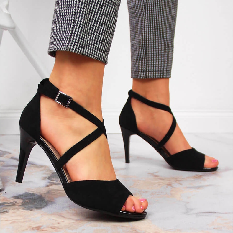 Sandalias de mujer Sergio Leone negras con tacón alto negro 2