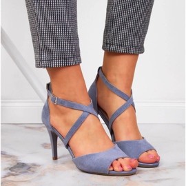 Sandalias de mujer con tacón alto azul Sergio Leone 3