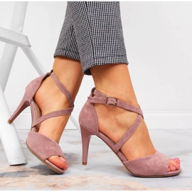 Sandalias de mujer con tacón rosa Sergio Leone 1