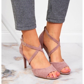 Sandalias de mujer con tacón rosa Sergio Leone rosado 2