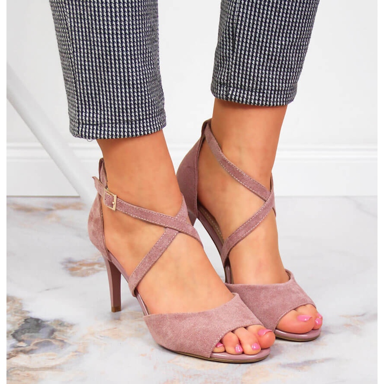 Sandalias de mujer con tacón rosa Sergio Leone 2