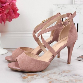 Sandalias de mujer con tacón rosa Sergio Leone rosado 5