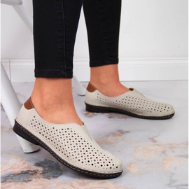 Zapatos mujer cuero calados beige Rieker 48457 6