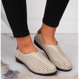 Zapatos mujer cuero calados beige Rieker 48457 7
