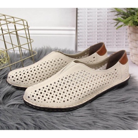 Zapatos mujer cuero calados beige Rieker 48457 4