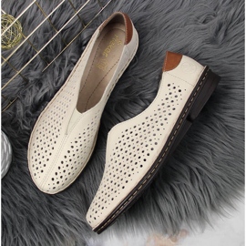 Zapatos mujer cuero calados beige Rieker 48457 5