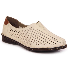 Zapatos mujer cuero calados beige Rieker 48457 1