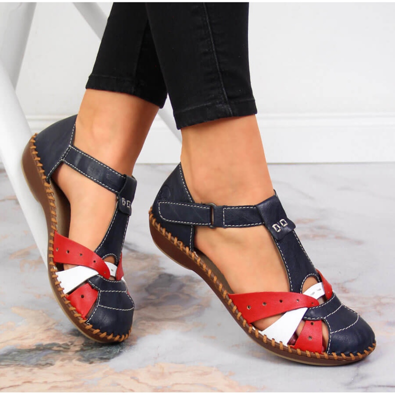 Sandalias mujer Rieker M1655-15 azul marino con velcro 1