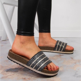 S.Barski Black S. Barski Chanclas negras de mujer con plataforma negro 5
