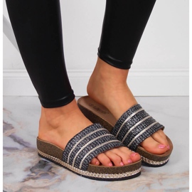 S.Barski Black S. Barski Chanclas negras de mujer con plataforma negro 6