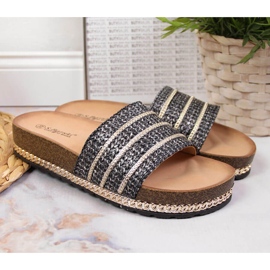 S.Barski Black S. Barski Chanclas negras de mujer con plataforma negro 2