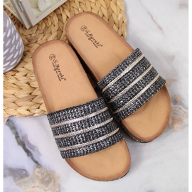 S.Barski Black S. Barski Chanclas negras de mujer con plataforma negro 4
