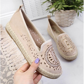 S.Barski Alpargatas de mujer caladas con circonitas beige S. Barski 4