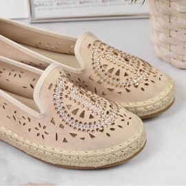 S.Barski Alpargatas de mujer caladas con circonitas beige S. Barski 2