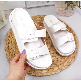 S.Barski Zapatillas casa de mujer de goma con hebillas blancas S. Barski blanco 4