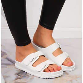 S.Barski Zapatillas casa de mujer de goma con hebillas blancas S. Barski blanco 6