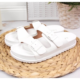 S.Barski Zapatillas casa de mujer de goma con hebillas blancas S. Barski blanco 2