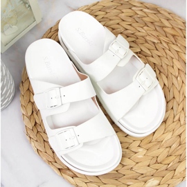 S.Barski Zapatillas casa de mujer de goma con hebillas blancas S. Barski blanco 3