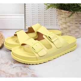 S.Barski Pantuflas de mujer amarillas de goma con hebillas amarillas S. Barski amarillo 3