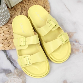 S.Barski Pantuflas de mujer amarillas de goma con hebillas amarillas S. Barski amarillo 4