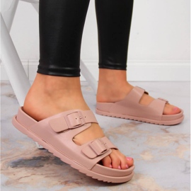 S.Barski Pantuflas de mujer de goma con hebillas rosa brillante S. Barski rosado 5
