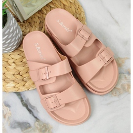 S.Barski Pantuflas de mujer de goma con hebillas rosa brillante S. Barski rosado 3